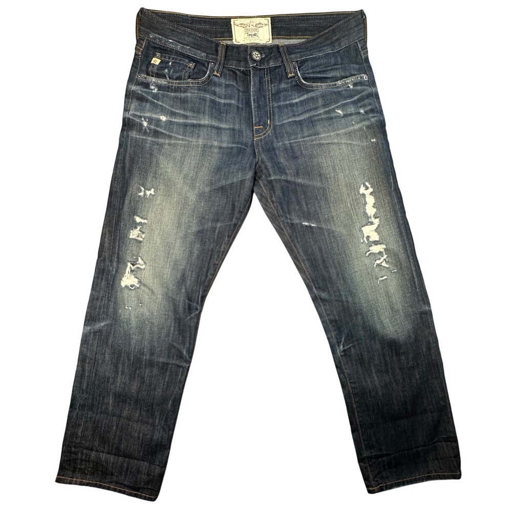 Big Star Taylor Boyfriend Fit Distressed Dark Wash Denim Jeans Size 29 Blue